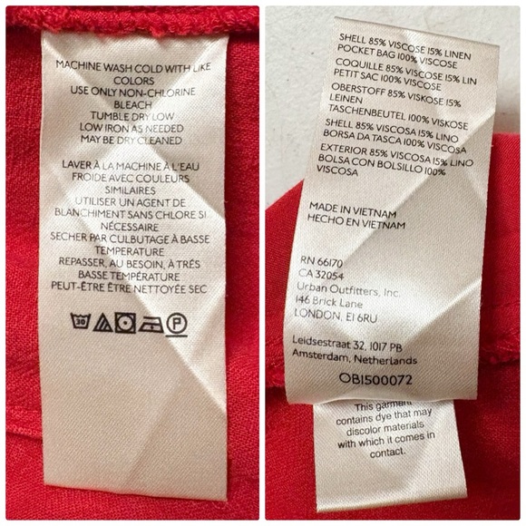 Free People Calla‎ Mid Rise Wide Leg Linen Blend Pleated Trousers Pants in Red - Picture 11 of 11